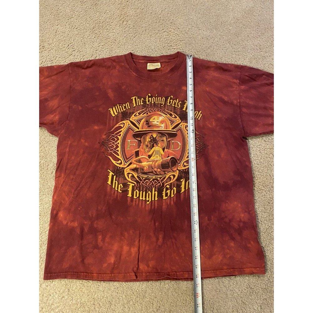 The Mountain Firefighter Tie Dye Red T Shirt Men's XL 100% Cotton - Picture 6 of 7
